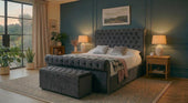 Stone velvet chesterfield bed frame